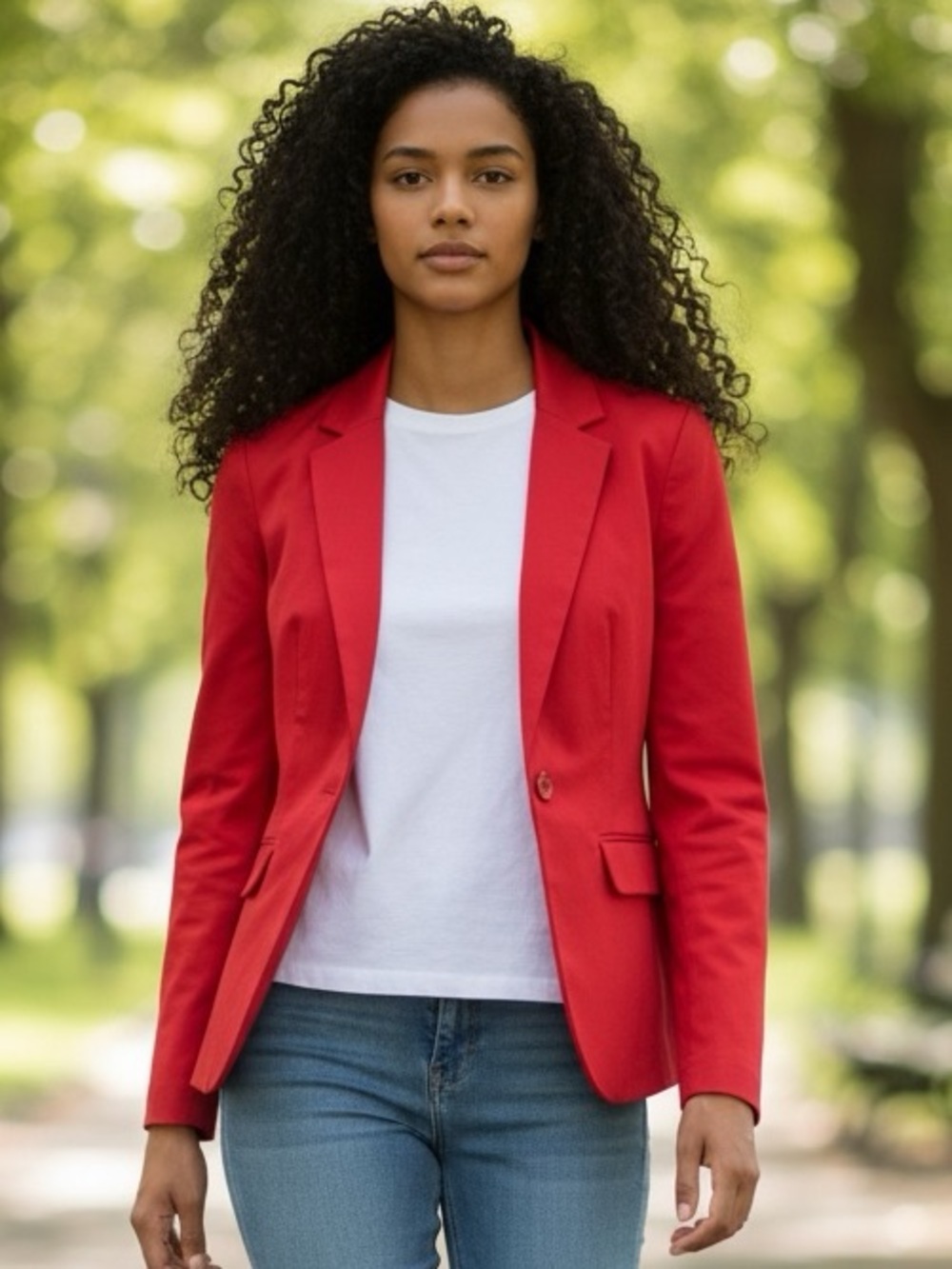 NWT Style & Co. 100% Cotton Red Single-Button Women's Blazer M